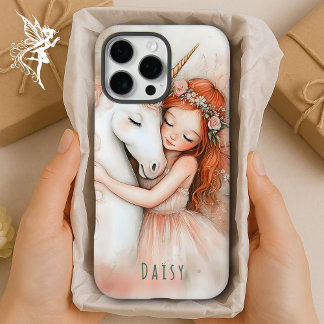 Gepersonaliseerde grillige fee en eenhoorn roze iPhone 16 pro max hoesje