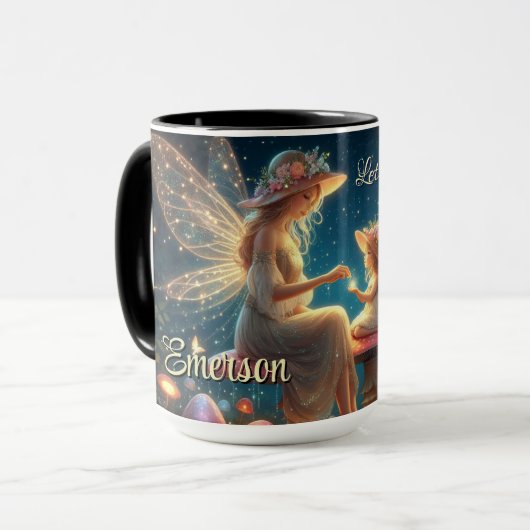 Gepersonaliseerde grillige fee moeder & kind Mok (Voorkant links)