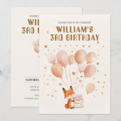 Gepersonaliseerde grillige Fox en ballonnen Verjaa Kaart (Voorkant / Achterkant)