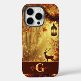 Gepersonaliseerde grillige gouden herfstbos iPhone 16 pro hoesje