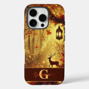 Gepersonaliseerde grillige gouden herfstbos iPhone 16 pro hoesje
