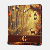 Gepersonaliseerde grillige gouden herfstbos keramisch ornament (Links)