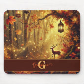 Gepersonaliseerde grillige gouden herfstbos muismat (Voorkant)