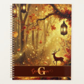 Gepersonaliseerde grillige gouden herfstbos planner (Voorkant)