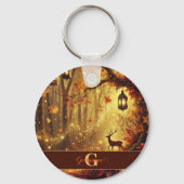 Gepersonaliseerde grillige gouden herfstbos sleutelhanger (Achterkant)