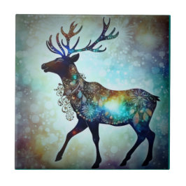 Gepersonaliseerde grillige kerst rendieren tegeltje