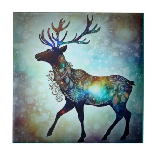 Gepersonaliseerde grillige kerst rendieren tegeltje (Voorkant)