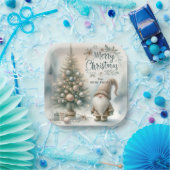 Gepersonaliseerde grillige kerstboom en -gnoom papieren bordje (Feest)