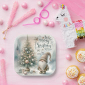 Gepersonaliseerde grillige kerstboom en -gnoom papieren bordje (Feest)