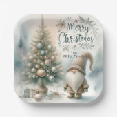 Gepersonaliseerde grillige kerstboom en -gnoom papieren bordje (Voorkant)