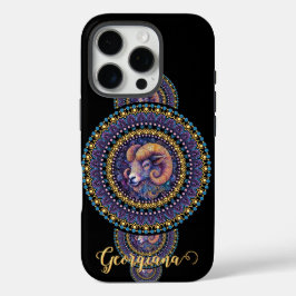 Gepersonaliseerde grillige Ram Siermandala iPhone 16 Pro Hoesje