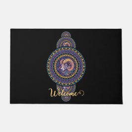 Gepersonaliseerde grillige Ram Siermandala Deurmat