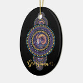 Gepersonaliseerde grillige Ram Siermandala Keramisch Ornament (Links)