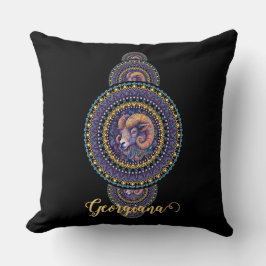 Gepersonaliseerde grillige Ram Siermandala Kussen
