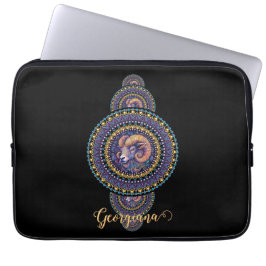 Gepersonaliseerde grillige Ram Siermandala Laptop Sleeve
