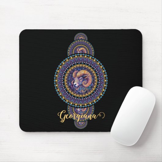 Gepersonaliseerde grillige Ram Siermandala Muismat (Met muis)