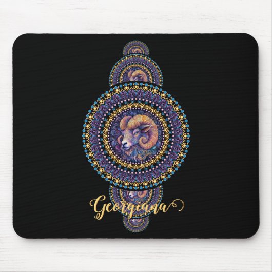 Gepersonaliseerde grillige Ram Siermandala Muismat (Voorkant)