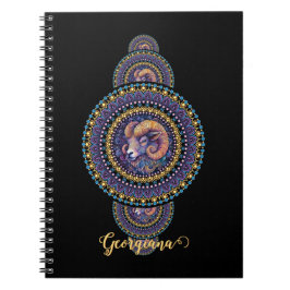 Gepersonaliseerde grillige Ram Siermandala Notitieboek