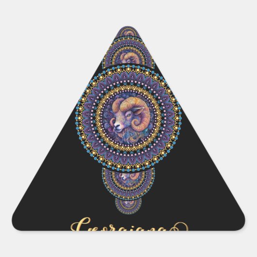 Gepersonaliseerde grillige Ram Siermandala Sticker (Voorkant)