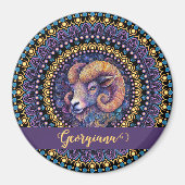 Gepersonaliseerde grillige Ram Zodiac Dot Mandala Magneet (Voorkant)