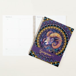 Gepersonaliseerde grillige Ram Zodiac Dot Mandala Planner