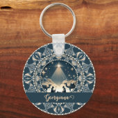 Gepersonaliseerde grillige Ram Zodiac Dot Mandala Sleutelhanger (Achterkant)