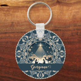 Gepersonaliseerde grillige Ram Zodiac Dot Mandala Sleutelhanger