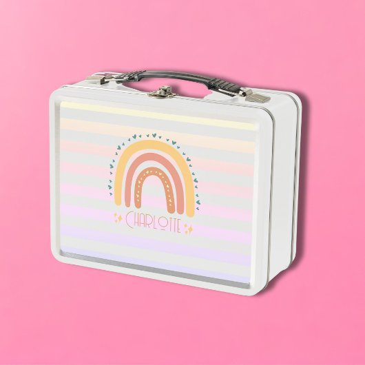Gepersonaliseerde grillige regenboog lunchbox