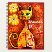 Gepersonaliseerde grillige Retro Kitty Cat Sinaasa Planner (Voorkant)