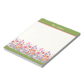 Gepersonaliseerde grillige wilde bloemen groene le notitieblok (Linkerzijde)