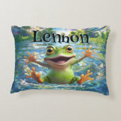 Gepersonaliseerde grillige wonderen kikker Baby ku Accent Kussen (Achterkant)