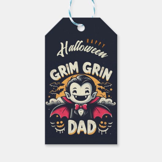 Gepersonaliseerde Grim Grin Dad cadeau label Cadeaulabel (Voorkant)