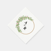 Gepersonaliseerde Groen Bloemen Cirkel Trouwpapier Servet (Hoek)