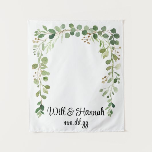 Gepersonaliseerde groen bruiloft receptie Foto Pro Wandkleed (Voorkant)