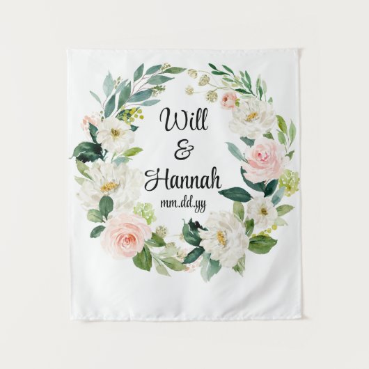 Gepersonaliseerde groen bruiloft receptie Foto Pro Wandkleed (Voorkant)