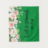 Gepersonaliseerde groen bruiloft receptie Photoboo Wandkleed (Voorkant)