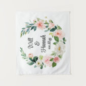 Gepersonaliseerde groen bruiloft receptie Photoboo Wandkleed (Voorkant)