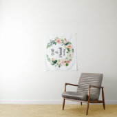 Gepersonaliseerde groen bruiloft receptie Photoboo Wandkleed (In situ)