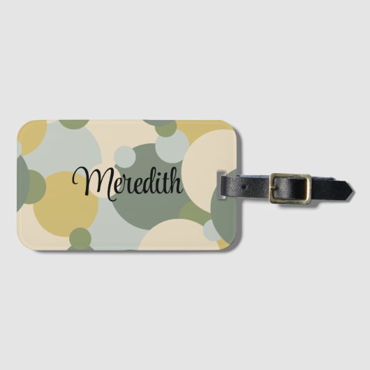 Gepersonaliseerde groen-gele moleculen bagagelabel (Voorkant (horizontaal))