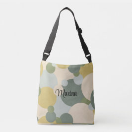 Gepersonaliseerde groen-gele moleculen crossbody tas