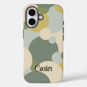 Gepersonaliseerde groen-gele moleculen iPhone case (Achterkant)