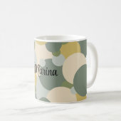 Gepersonaliseerde groen-gele moleculen koffiemok (Voorkant rechts)