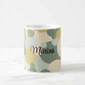 Gepersonaliseerde groen-gele moleculen koffiemok (Center)