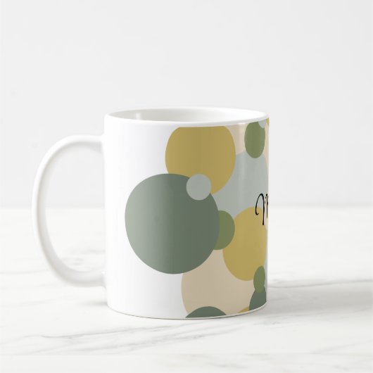 Gepersonaliseerde groen-gele moleculen koffiemok (Links)