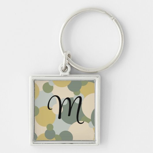 Gepersonaliseerde groen-gele moleculen sleutelhang sleutelhanger (Voorkant)