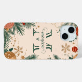 Gepersonaliseerde Groen Goud Kerst Monogram Case-Mate iPhone Case (Achterkant (horizontaal))