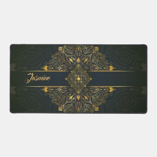 Gepersonaliseerde  Groen Goud Mandala Bureaumat (Voorkant)