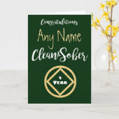 Gepersonaliseerde Groen & Goud NA nuchterheid nuch Kaart (Gele Bloem)