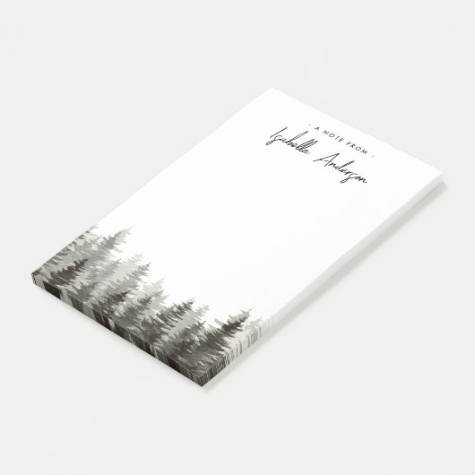 Gepersonaliseerde groen rustieke dennenbomen post-it® notes (Schuin)