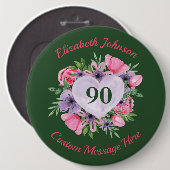 Gepersonaliseerde Groene 90th Birthday Button (Voorkant /achterkant)